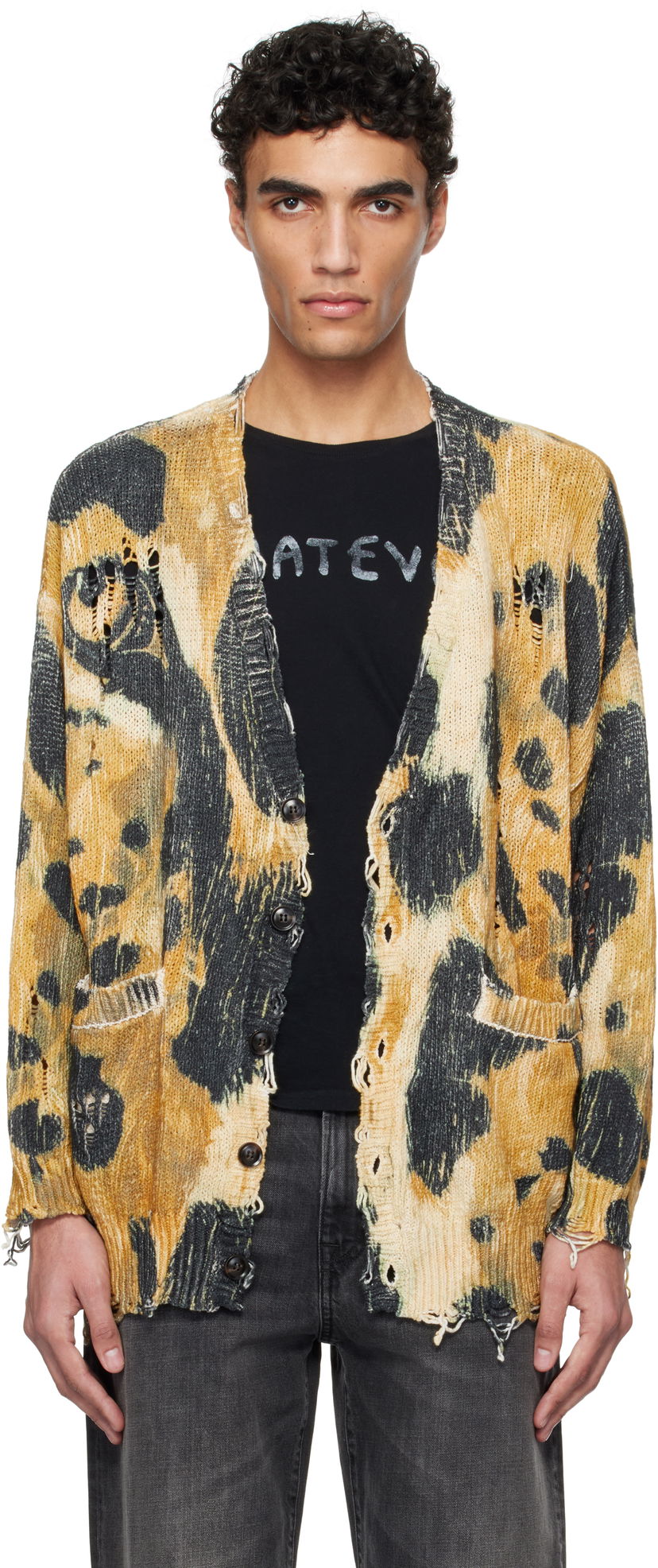 Sweater R13 R13 Printed Oversized Cardigan Gul | R13WY198-Y191B