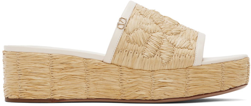 Sneakers og sko Valentino Valentino Garavani Raffia Wedge Sandals Beige | 4W2S0IR4JPK