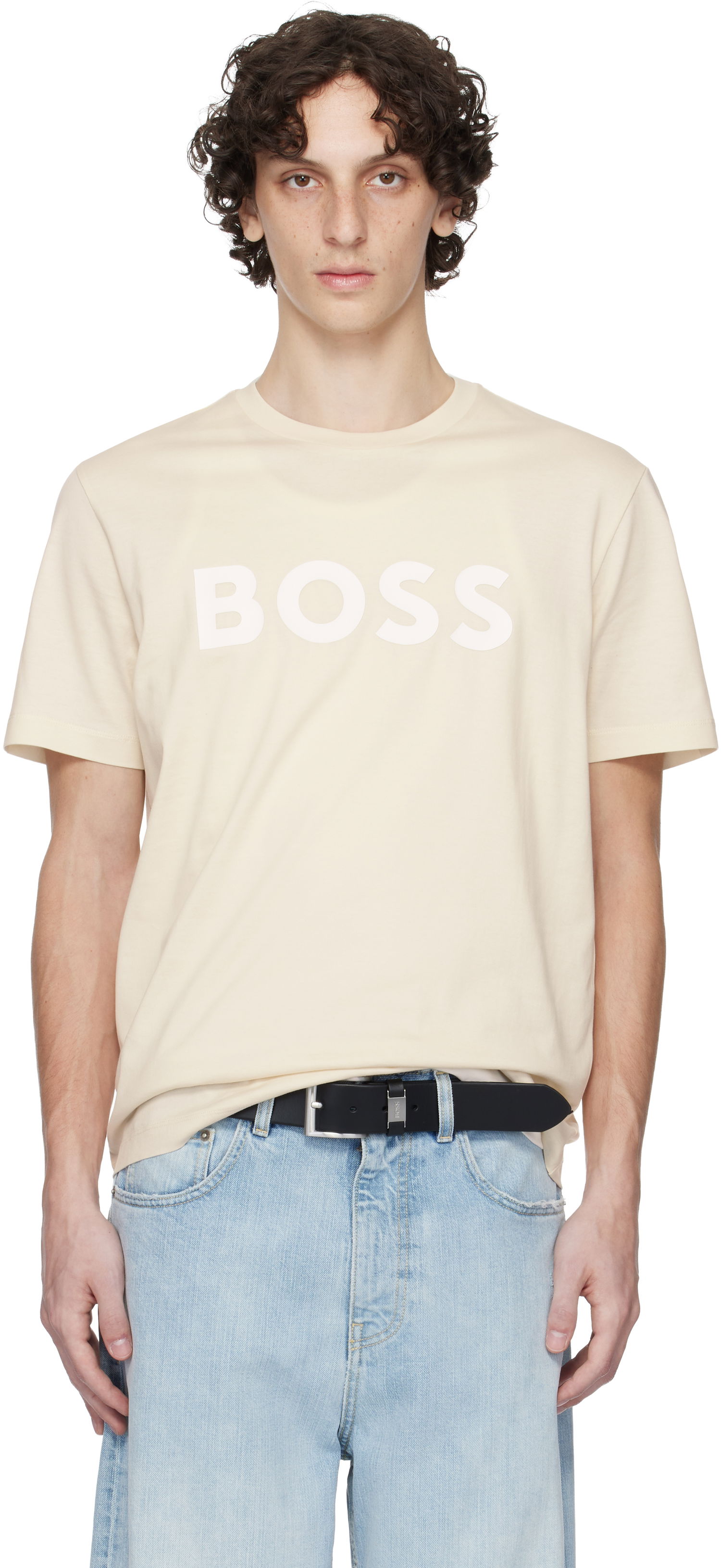 T-shirt BOSS BOSS Cotton-Jersey Logo T-Shirt Beige | 50495742, 0