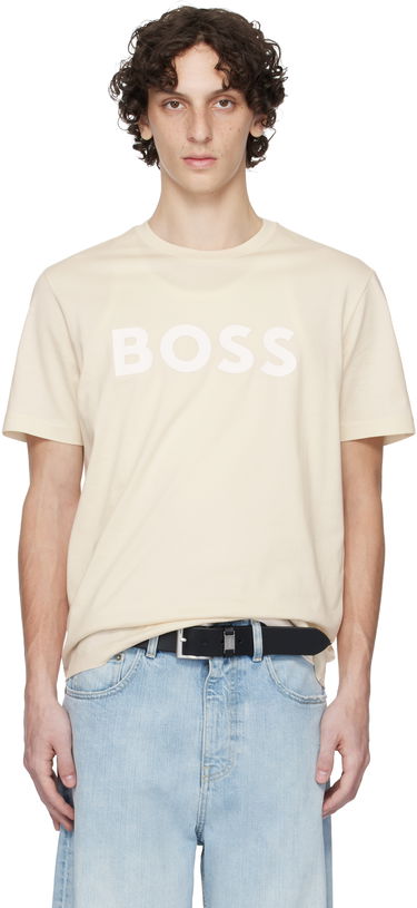 T-shirt BOSS BOSS Cotton-Jersey Logo T-Shirt Beige | 50495742, 0