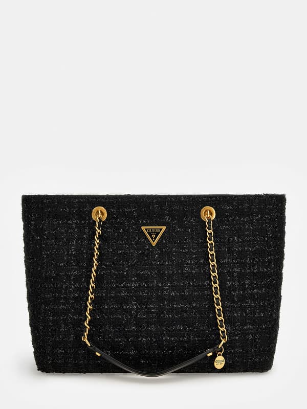 Håndtaske GUESS Giully Tweed Shopper Sort | HWTB8748230, 0