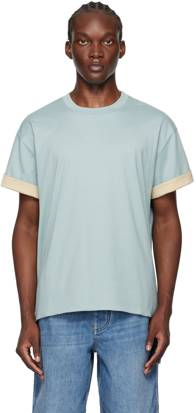 T-shirt Bottega Veneta Blue Double Layer T-Shirt Blå | 744998 V4DR0 3006