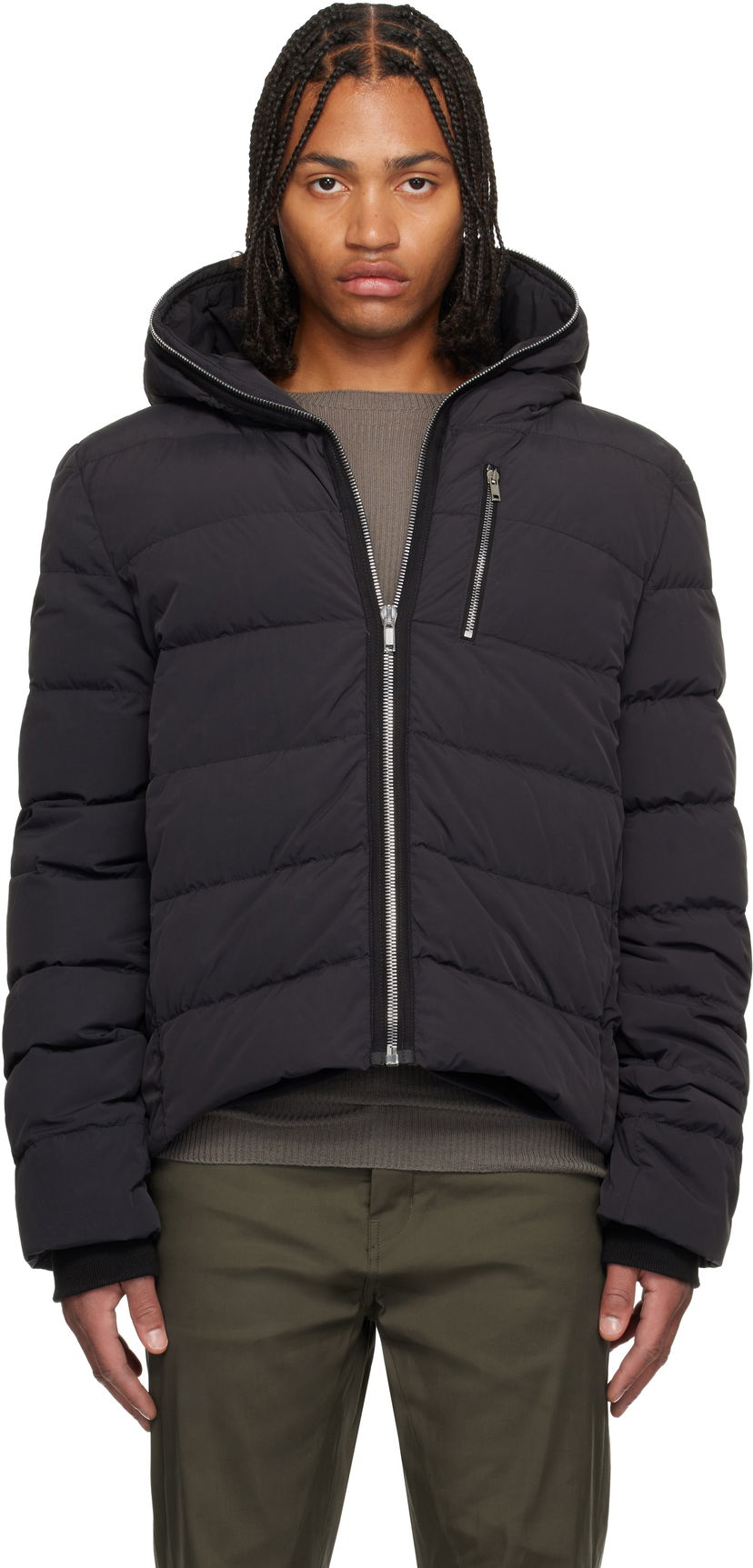 Puffer jakke Rick Owens Concordians Quilted Down Jacket Sort | RU02E1722 MTD1
