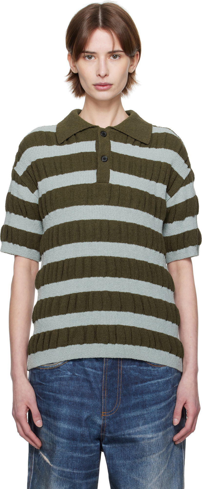 Polo skjorte Andersson Bell Andersson Bell Bubble Stripe Polo Grøn | atb1246m