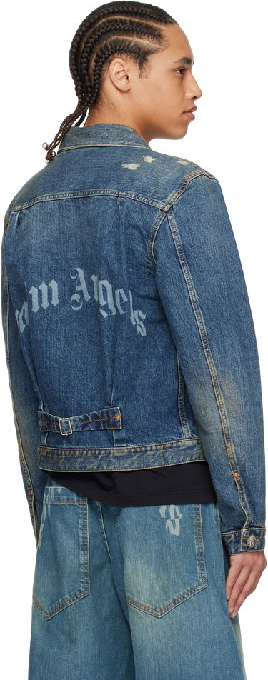 Jakke Palm Angels Palm Angels Curved Logo Denim Jacket Blå | PMYE055S25DEN0014540, 2