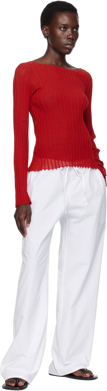 T-shirt Loulou de Saison Loulou de Saison Mabille Ribbed Knit Top Rød | MABILLE, 3