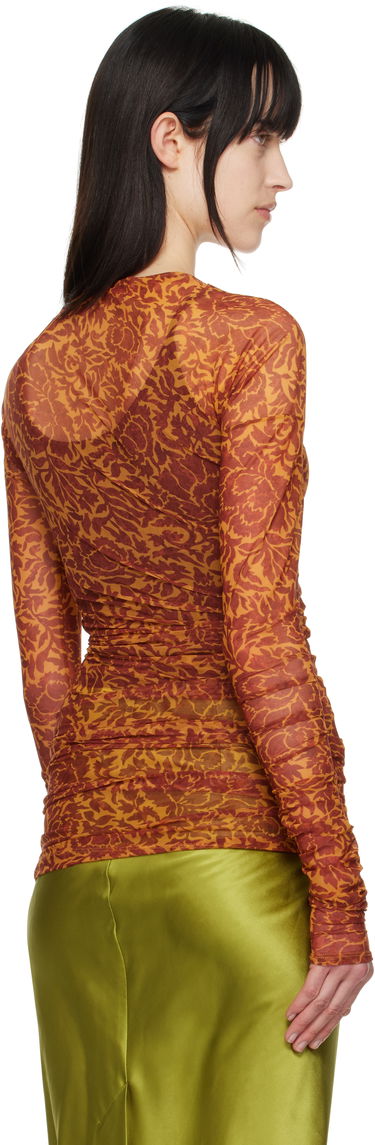 T-shirt Dries Van Noten Dries Van Noten Printed Long Sleeve T-shirt Orange | 251-011161-1619, 2