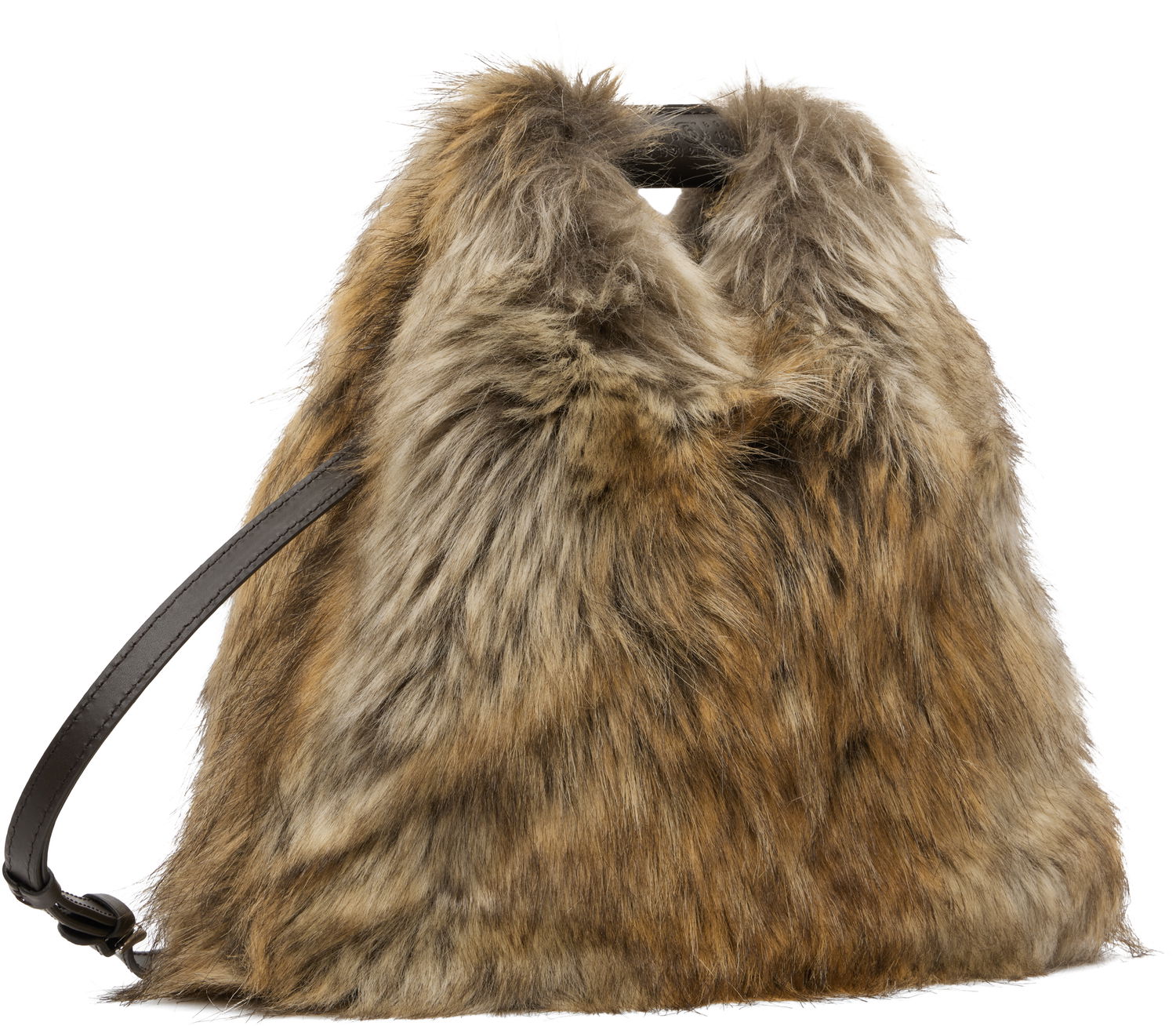 Håndtaske Maison Margiela MM6 Maison Margiela Triangle Crossbody Faux-Fur Bag Brun | SB6WD0026P8486, 1