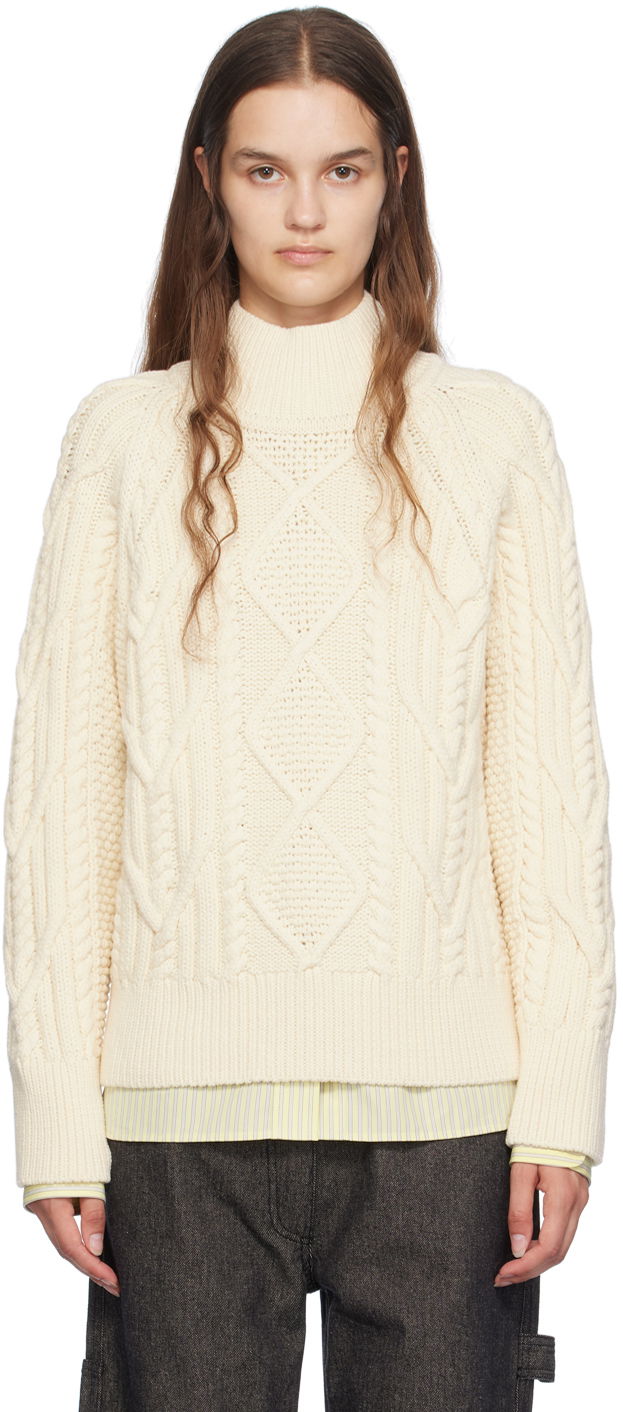 Sweater BOSS Mock Neck Sweater Hvid | 50518369, 0