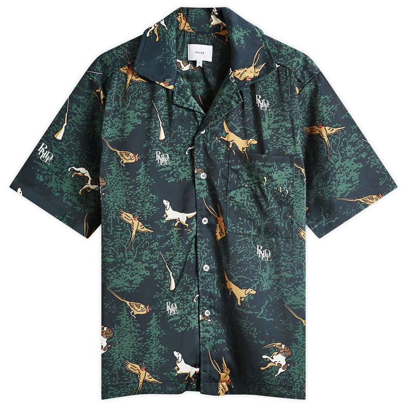 Skjorte Rhude Scrambled Dog Vacation Shirt Grøn | RHFW24SR010160015