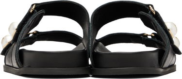 Sneakers og sko Jimmy Choo Fayence Pearl-Embellished Leather Flat Sandals Sort | FAYENCE SANDAL, 1