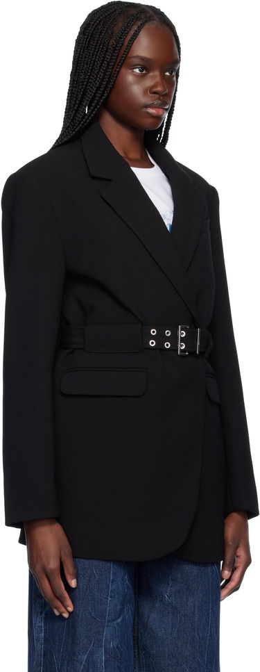 Jakke GANNI GANNI Bonded Crepe Blazer with Belt Sort | W0241, 1