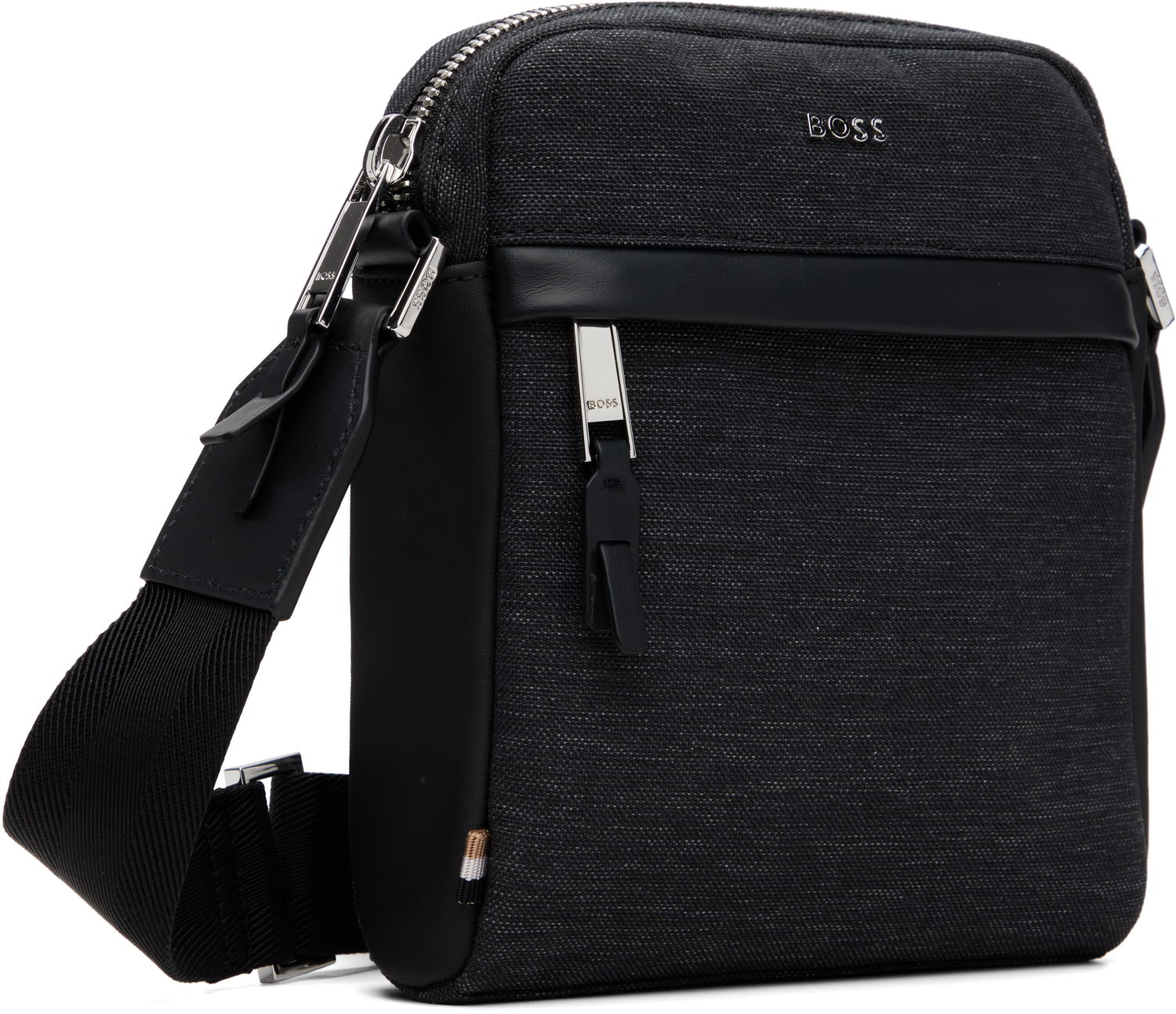 Skuldertaske BOSS Textured Fabric Crossbody Bag with Logo Hardware Sort | 50548022, 1