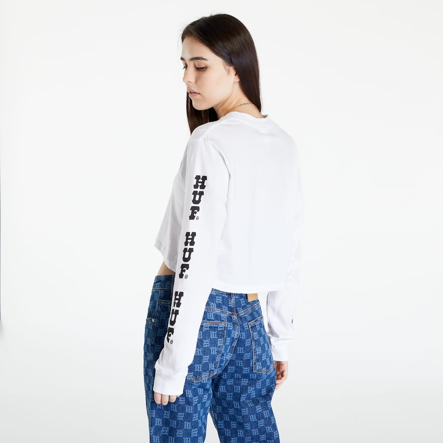 Crop top HUF Wheelie L/S Crop Tee Hvid | WTS0057 WHITE, 1
