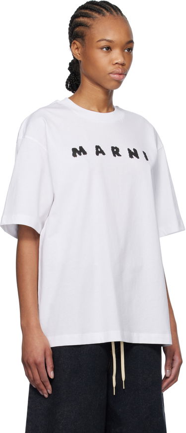 T-shirt Marni Marni Scribbled Logo T-Shirt Blå | THJET49P13 USCX42, 4