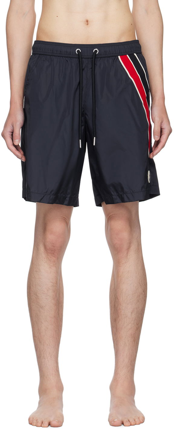 Badetøj Moncler Navy Logo Patch Swim Shorts Mørkeblå | J20912C0000653326