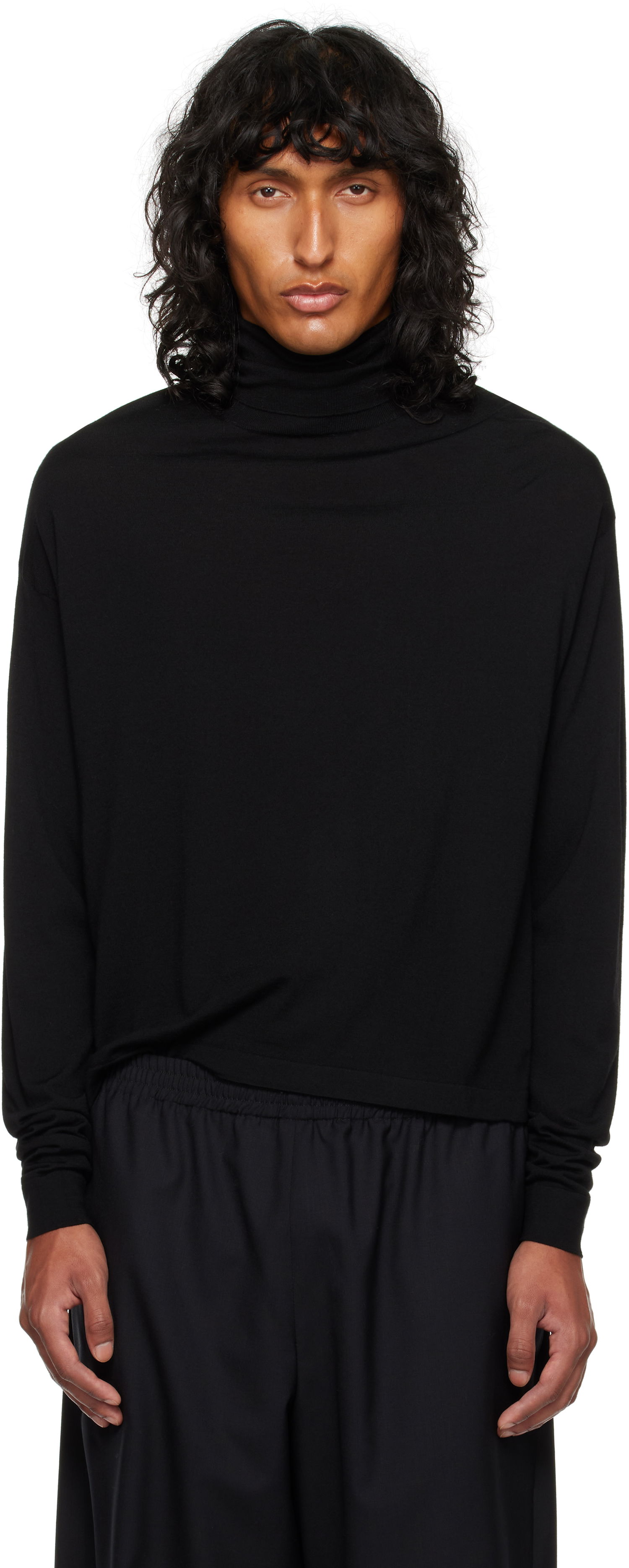 Sweater The Row Turtleneck Long Sleeve Top Sort | 839-Y590, 0