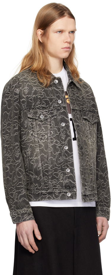 Bomberjakke BAPE Line Camo Jacquard Denim Jacket Sort | 001LJK801326M, 1