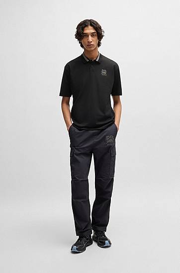 Polo skjorte BOSS HUGO x RB Stretch-Cotton Polo Shirt Sort | 50542748, 1