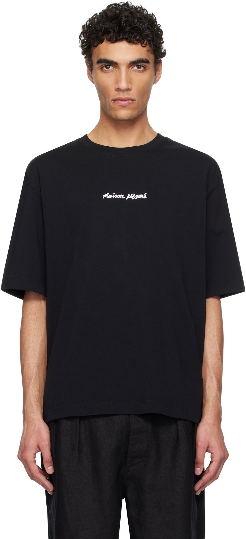 T-shirt MAISON KITSUNÉ Maison Kitsuné Handwriting Oversize T-Shirt Sort | OM00122KJ0119