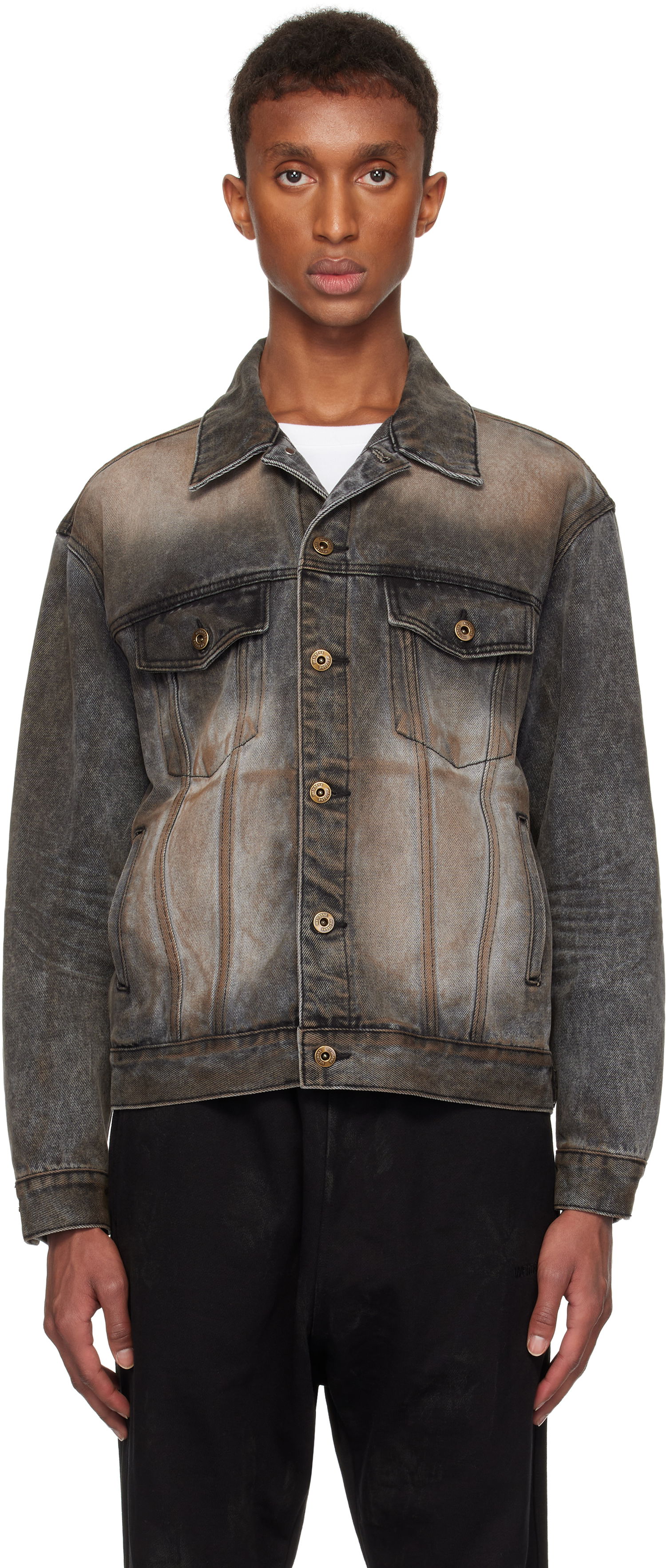 Jakke We11done We11done Washed Denim Jacket Grå | WD-DJ3-24-315-U-BK, 0