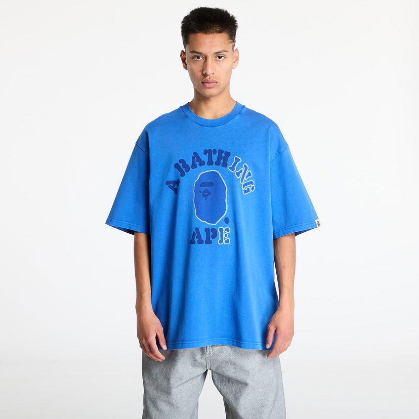 T-shirt BAPE Garment Dye College Relaxed Fit T-Shirt Blå | 001CSK801314M BLU