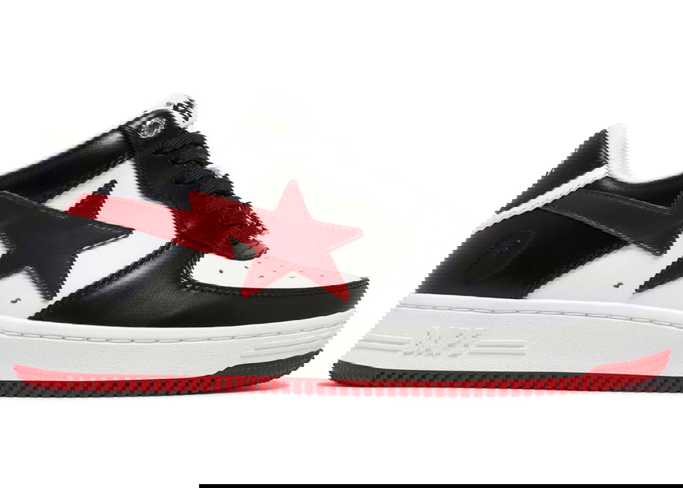 Sneakers og sko BAPE A Bathing Ape Bape Sta #3 M2 White Black Red Sort | 1K30-191-303-BLK/1K30-291-303-BLK/001FWK301303_BLK, 0