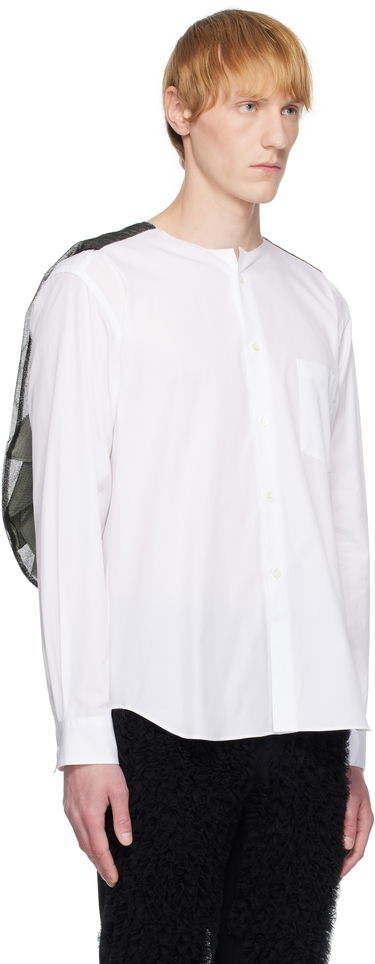 Skjorte Comme des Garçons Homme Plus Broad & Tulle Cotton Cloth Collarless Shirt Hvid | PO-B013-051, 1