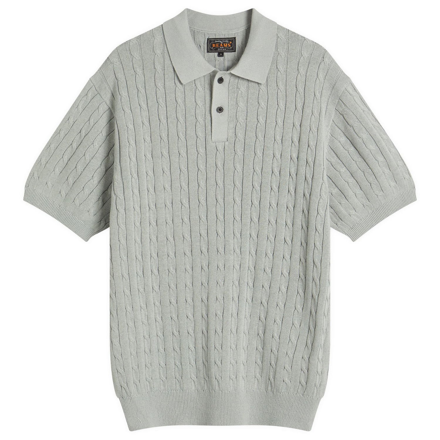 Sweater BEAMS Beams Plus Cable Knit Polo Shirt, Size Large Grå | 3802-0022-103-71, 0