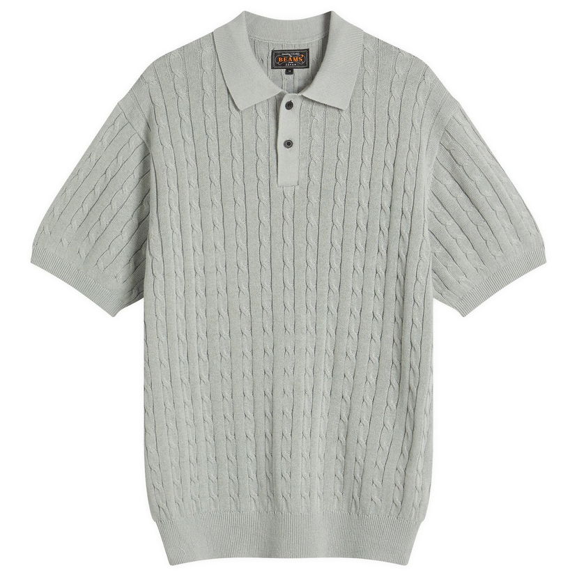 Sweater BEAMS Beams Plus Cable Knit Polo Shirt, Size Large Grå | 3802-0022-103-71