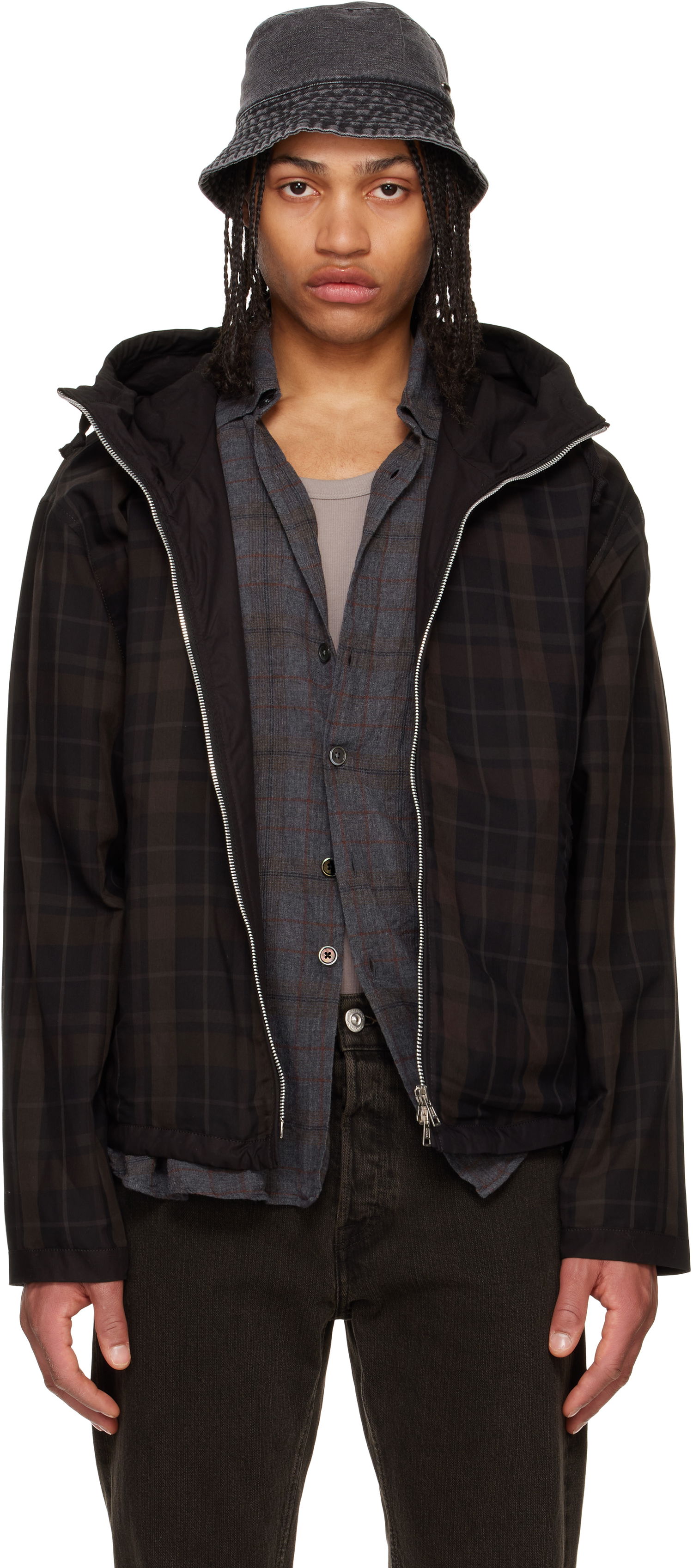 Puffer jakke OUR LEGACY Our Legacy Riviera Plaid Jacket Brun | M2251RBSC, 0