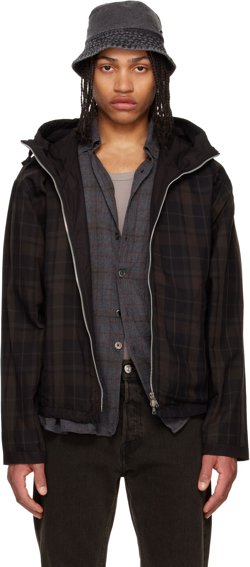 Puffer jakke OUR LEGACY Our Legacy Riviera Plaid Jacket Brun | M2251RBSC