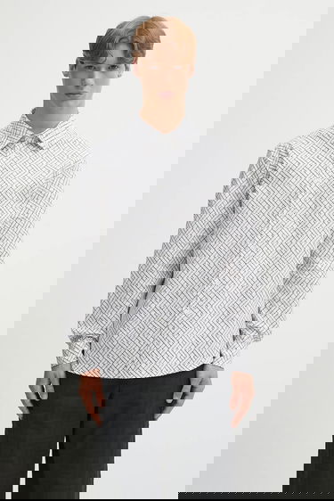 Skjorte KENZO Weave Relaxed Fit Shirt with Classic Collar Hvid | FF65CH4029JD, 0