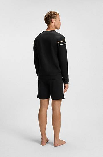 Sweatshirt BOSS BOSS Cotton-terry Sweatshirt with Signature Stripe Sort | 50545589, 1