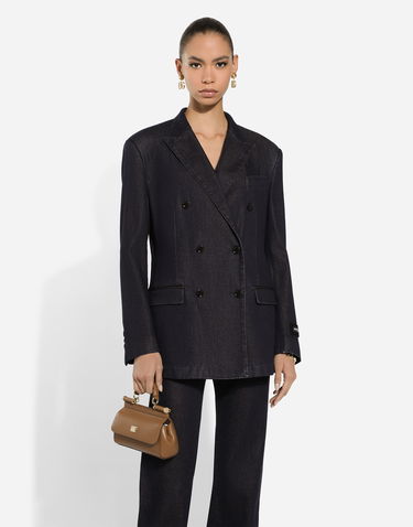 Jakke Dolce & Gabbana Double-breasted Silk And Cotton Denim Jacket Blå | F2941DG8LW8S9001, 3