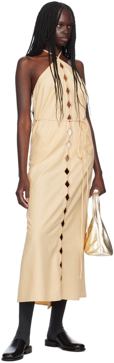 Kjole Baserange Halterneck Cutout Maxi Dress Beige | DRCEL-WS-AU24, 3