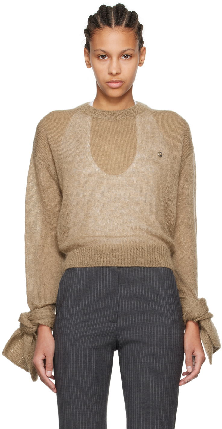 Sweater Coperni Knotted Sleeve Sweater Beige | COPML100648