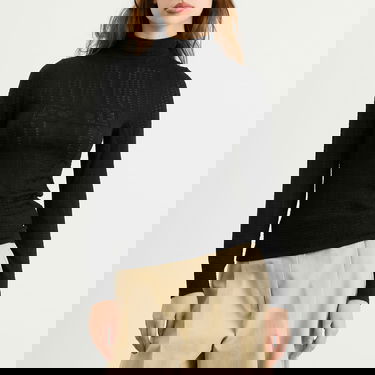 Sweater Bode Louise Patterned Knit Mock Neck Long Sleeve Top Sort | WRF25KT006-BLACK, 2