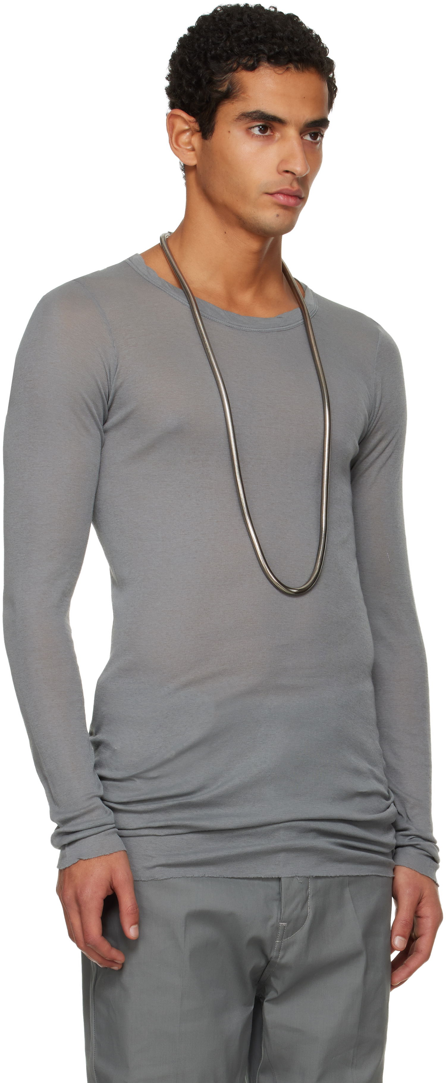 T-shirt Rick Owens Rick Owens Concordians Rib Long-Sleeve T-shirt Grå | RU02E1250 MR, 1