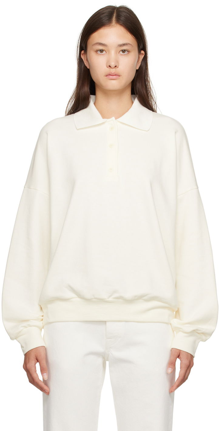 Sweatshirt The Row Corzas Oversized Polo Sweatshirt Hvid | 5748-K290