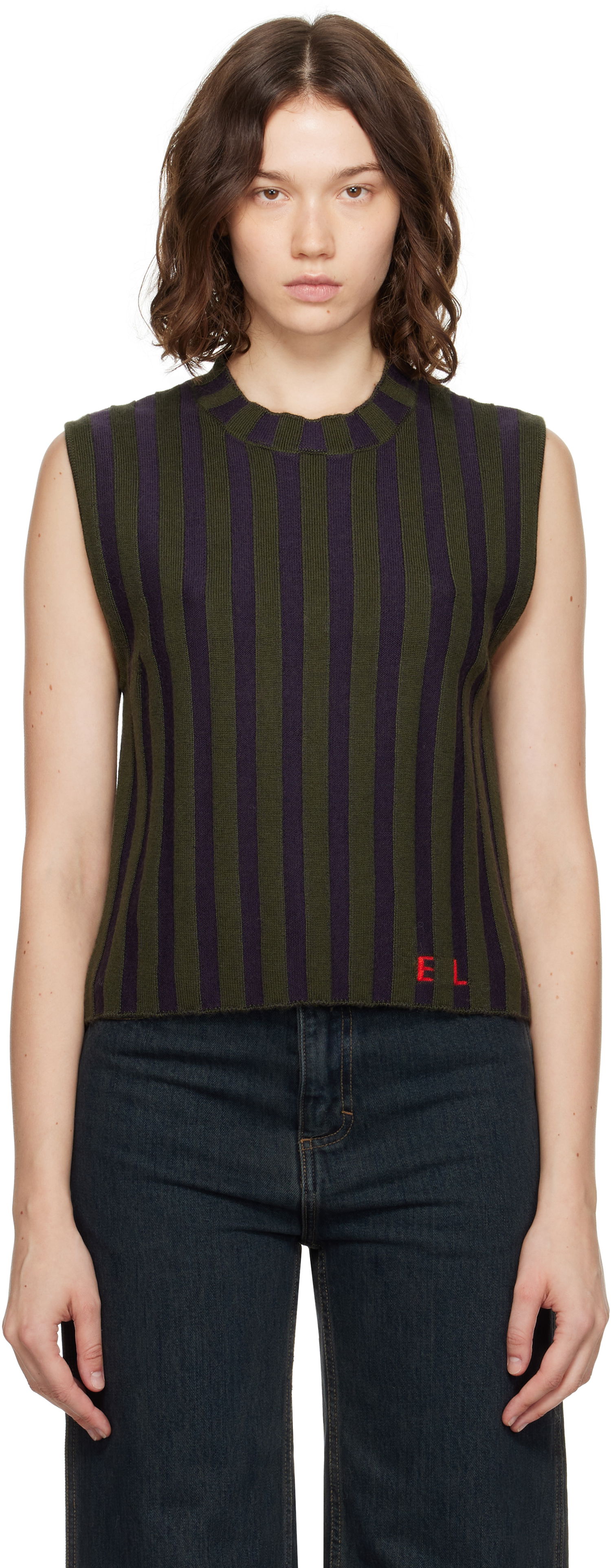 Tanktop Eckhaus Latta Eckhaus Latta Striped Sleeveless Top Grøn | 8025-EL-PF25-M -, 0