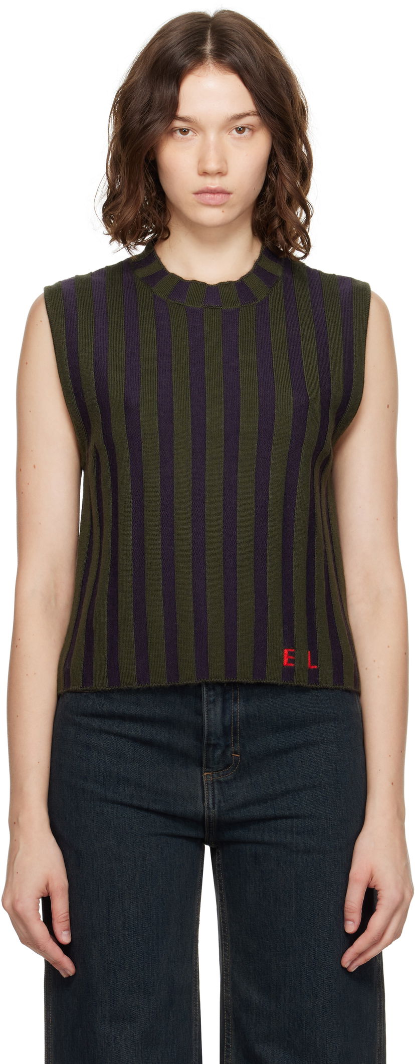 Tanktop Eckhaus Latta Eckhaus Latta Striped Sleeveless Top Grøn | 8025-EL-PF25-M -