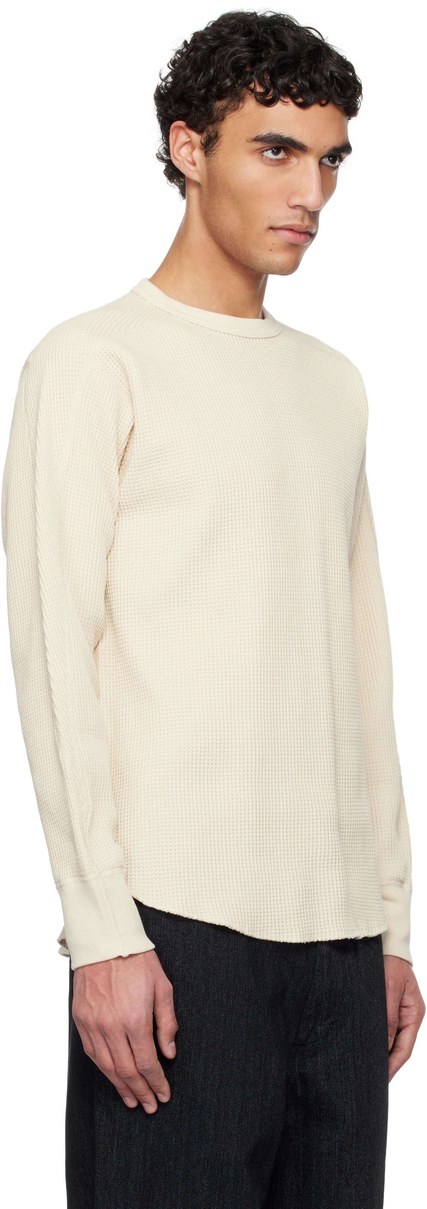 Sweater NANAMICA nanamica Crew Neck Thermal Sweat T-Shirt Beige | S25SH102U, 1