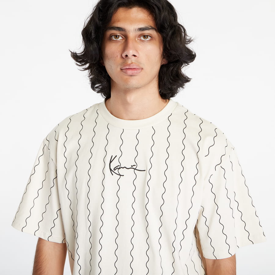 T-shirt Karl Kani Small Signature Ziczac Pinstripe Tee Hvid | 6037819, 1