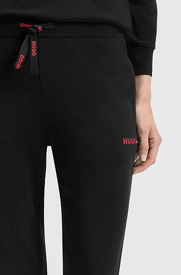 Træningsdragt BOSS Cotton-blend Tracksuit Bottoms with Embellished Drawstring and Leg Detail Sort | 50556326, 1