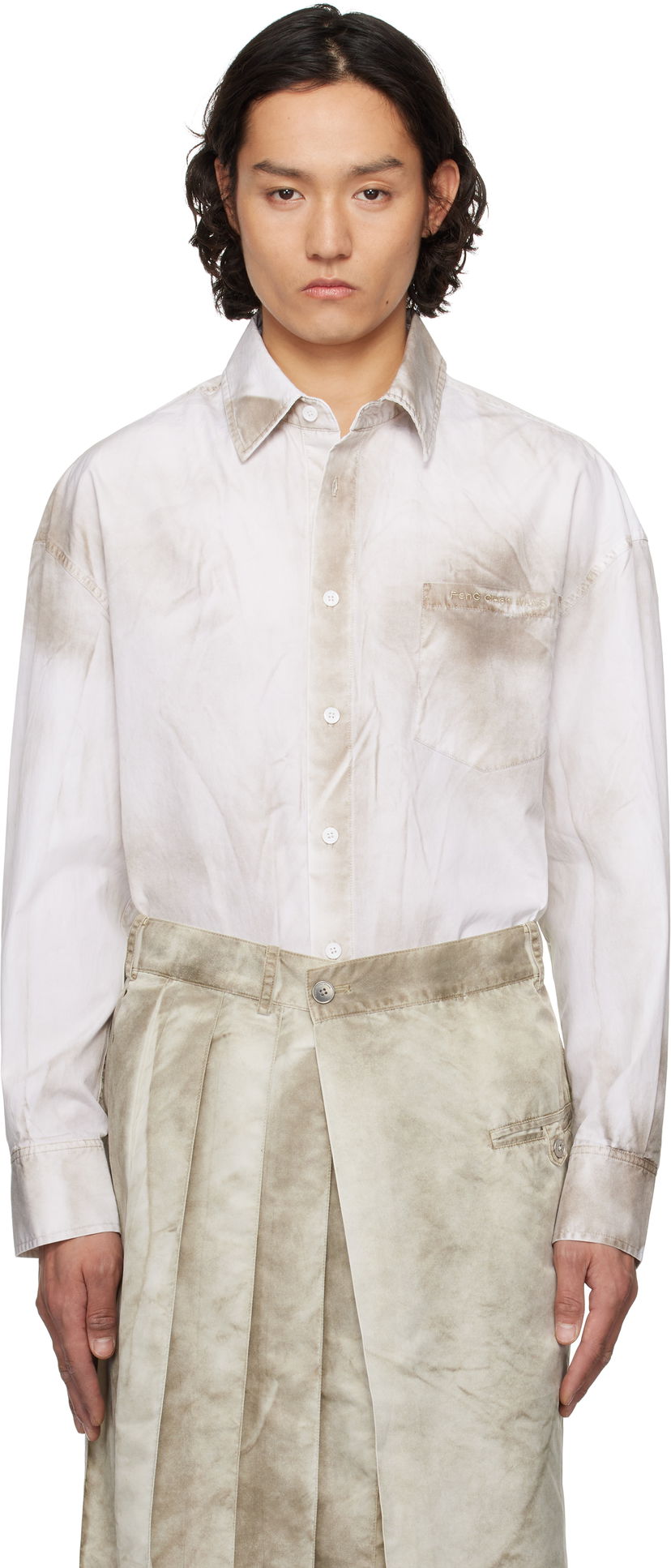 Skjorte Feng Chen Wang Feng Chen Wang Sandwashed Shirt Hvid | FUS19SR01