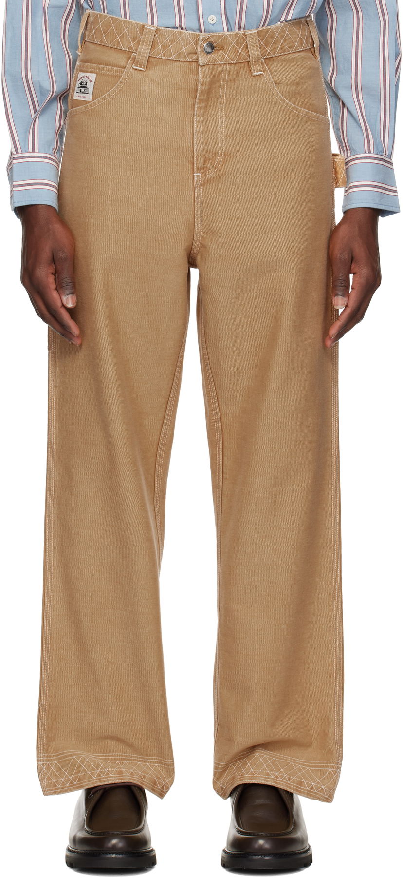 Cargo bukser Bode Bode Embroidered Knolly Brook Trousers Beige | MRS25BT020