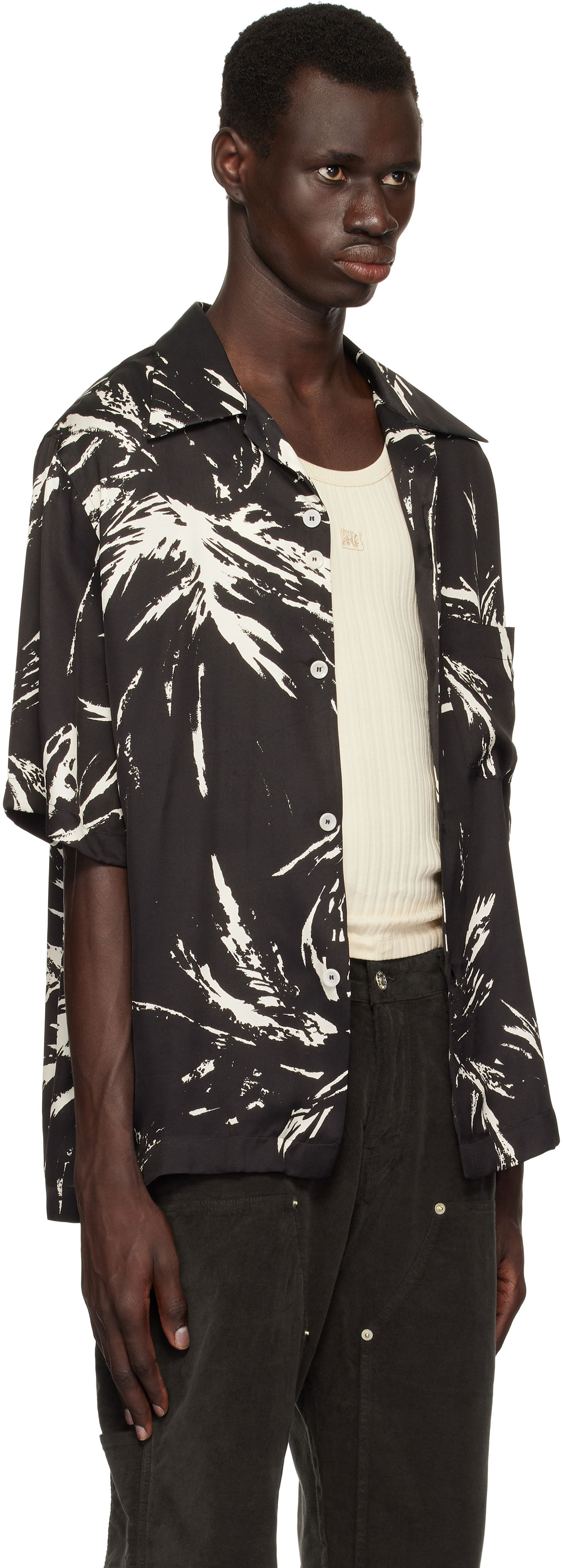 Skjorte Wales Bonner Wales Bonner Highlife Bowling Shirt Sort | MS25SH08-VI05-9900 PRINT VISCOSE, 1