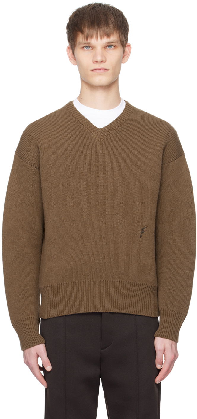 Sweater FERRAGAMO V-Neck Sweater Brun | 769799, 0