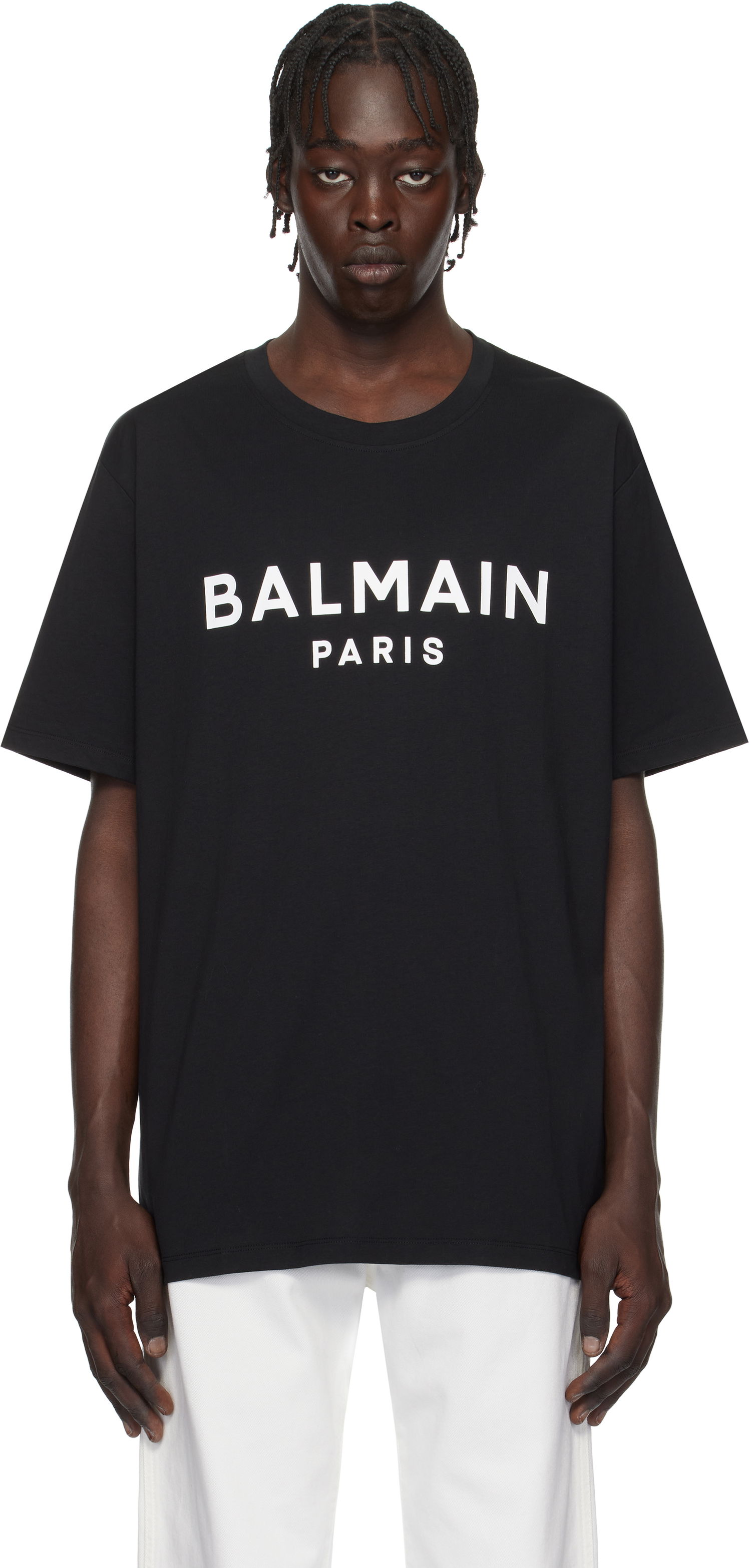 T-shirt Balmain Print T-Shirt Sort | EH1EG010BB73, 0